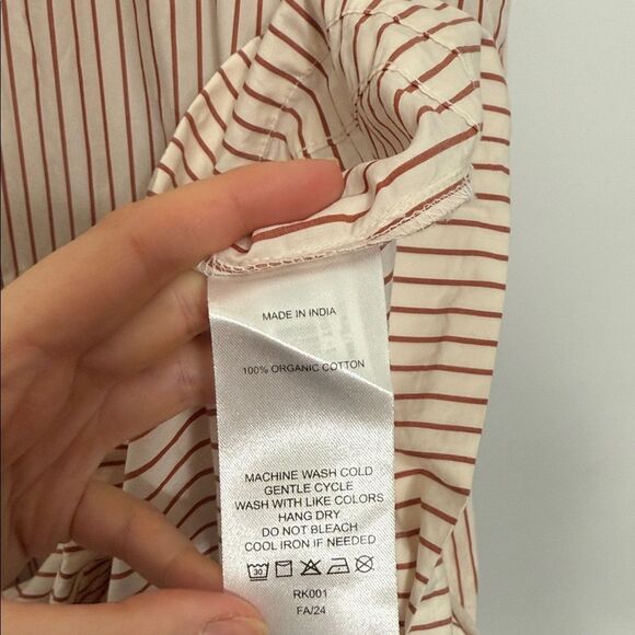 Quince 100% Organic Cotton Tiered Maxi Dress in Terracotta Stripe Size Small - Picture 6 of 9